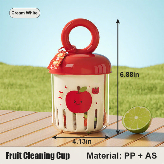 Dopamine Double-Layer Fruit & Salad Cup with Leakproof Lid & Detachable Fork - Portable PP Plastic Cartoon Design for Smoothies, Yogurt, Camping & Picnics