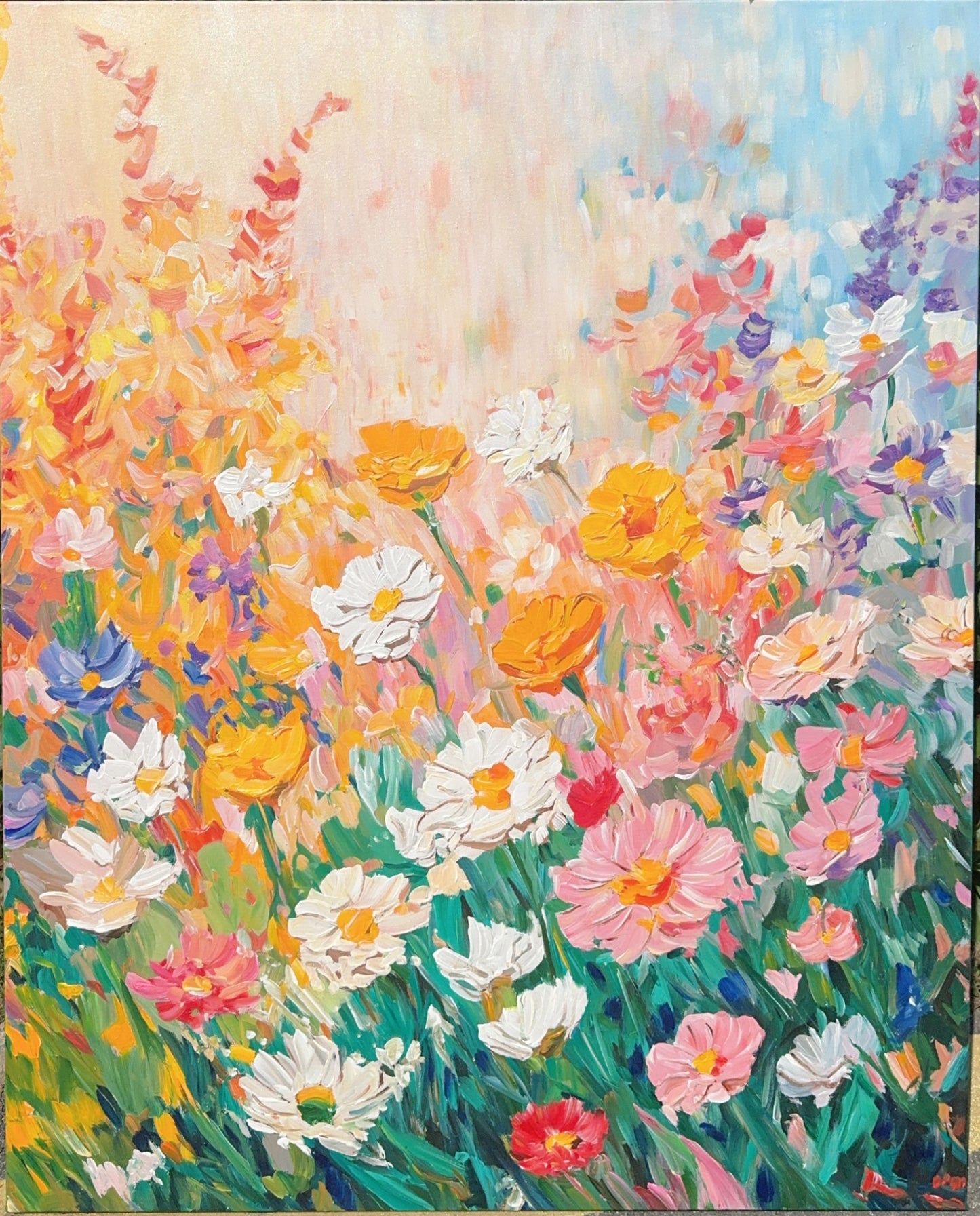 Meadow in Spring - Hand-Painted Artwork