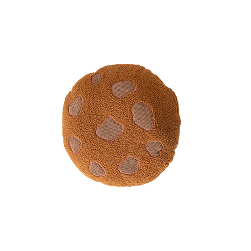 Chocolate Chip Cookie Pillow - Comfy Round Cushion for Sofa/Bed Decor | Soft Polyester & PP Cotton | Cute Cartoon Design