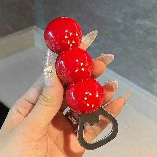 Playful Fridge Magnet Bottle Opener - Cute Candy Hawthorn & Cheese Design (Stainless Steel)