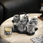Premium Cream Style Luxury Drinkware Set - Lead-Free Glass Cups with Acrylic Tray, Modern Home Entertaining Essentials
