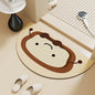 Cartoon Print Semi-Circle Bath Mat - Super Absorbent Algae Silica, Anti-Slip & Easy Clean | Kids-Friendly Bathroom Rug for Humid Climates