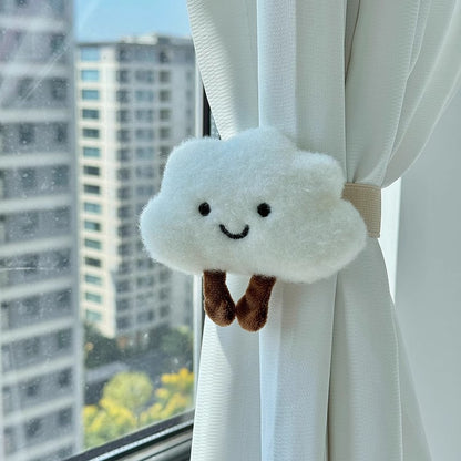 Cute Cartoon Cloud Plush Curtain Tiebacks - Modern Nursery & Bedroom Decor, Soft Fabric Holders for Curtains