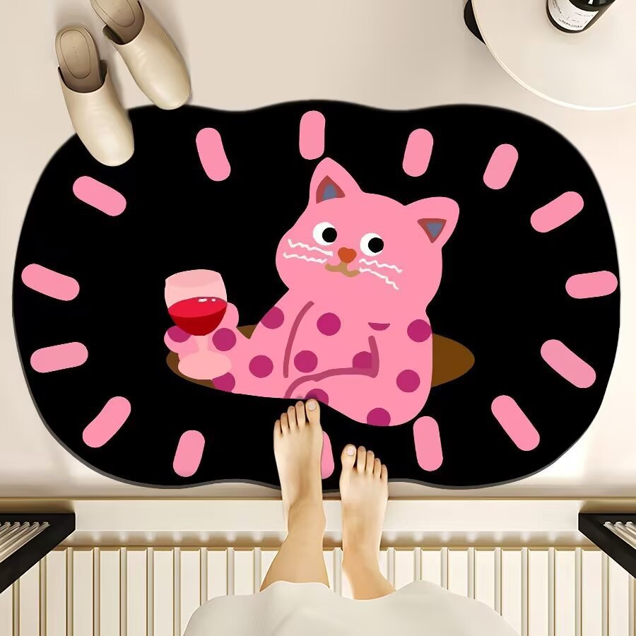 Premium Diatom Mud Bath Mat - Super Absorbent, Quick-Dry, Non-Slip Bathroom Floor Mat with Cartoon Prints