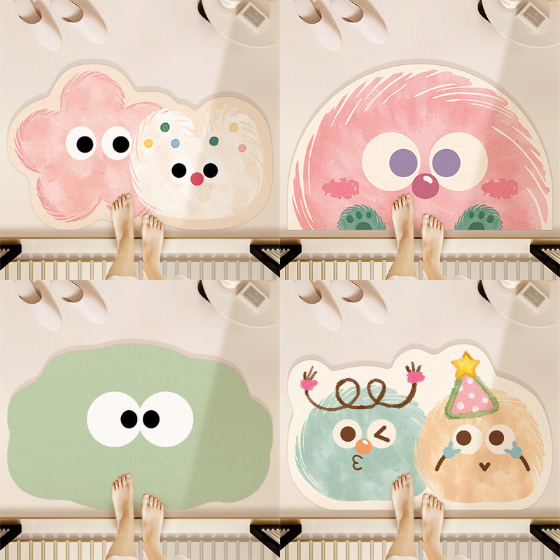 Quick-Dry Cartoon Bath Mat | Super Absorbent Silicone Algae | Anti-Slip Bathroom Rug for Kids & Adults