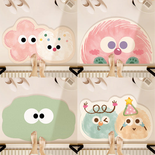 Quick-Dry Cartoon Bath Mat | Super Absorbent Silicone Algae | Anti-Slip Bathroom Rug for Kids & Adults