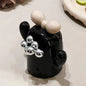 Premium Stainless Steel Fruit Forks Set with Ceramic Holder - Elegant New Chinese Style