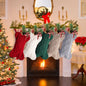 18" Monogram Knitted Christmas Stocking with Bone Initial – Personalized Embroidered Xmas Stocking for Dogs, Family Holiday Decor (Green, Letter V)