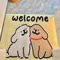 Cartoon Line Art Puppy PVC Carved Pile Coir Mat - Anti-Slip, Dirt-Resistant Entryway Rug for Easy Cleaning