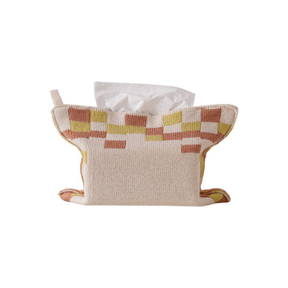 Nordic Knit Tissue Box Cover - Polyester & Cotton Blend, Multi-Surface Storage for Living Room, Sofa, Car