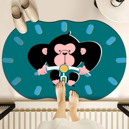 Premium Diatom Mud Bath Mat - Super Absorbent, Quick-Dry, Non-Slip Bathroom Floor Mat with Cartoon Prints