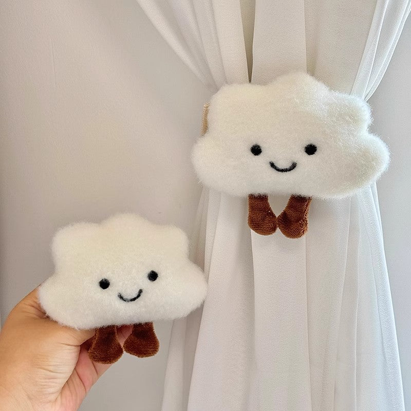 Cute Cartoon Cloud Plush Curtain Tiebacks - Modern Nursery & Bedroom Decor, Soft Fabric Holders for Curtains