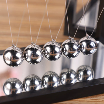 Mirror-Finish Newton's Cradle Kinetic Art – Black European-Style Desk Decor for Home & Office | Zen Gift for Professionals & Science