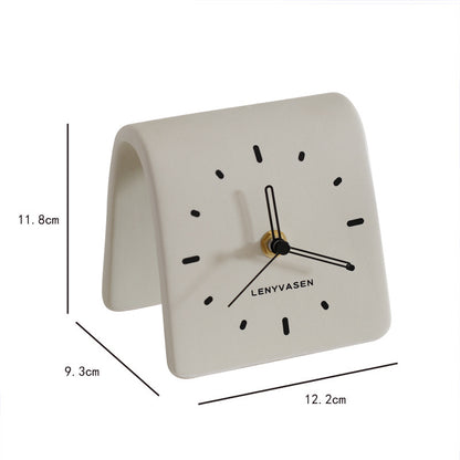 Ultra-Slim Ceramic Desk Clock - Silent Sweep Movement Modern Bedroom & Living Room Decor
