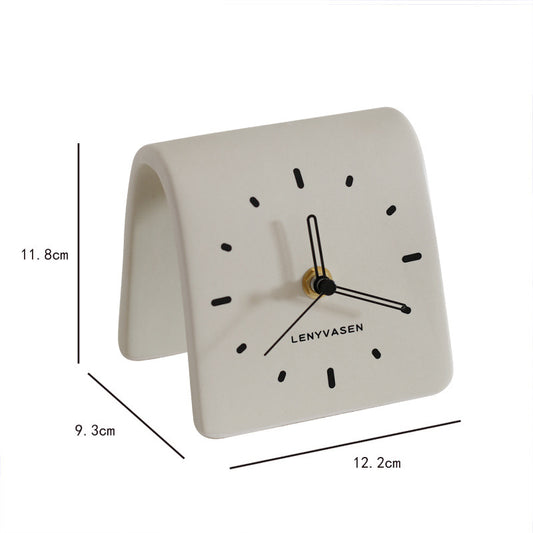 Ultra-Slim Ceramic Desk Clock - Silent Sweep Movement Modern Bedroom & Living Room Decor