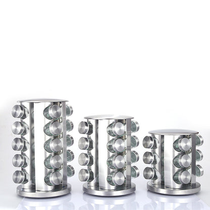 Rotating Seasoning Rack For Home Kitchen - Stainless Steel Spice Storage Set
