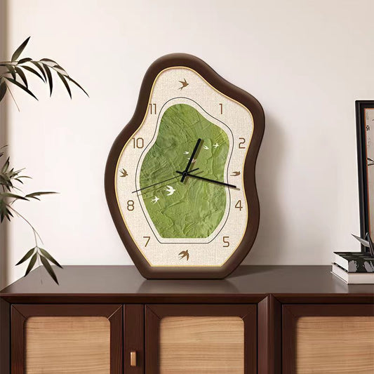 Mid-Century Modern Abstract Bird Wall Clock - Vintage Inspired Crystal Ceramic Art Piece - 10" x 7" Gallery Style Decor
