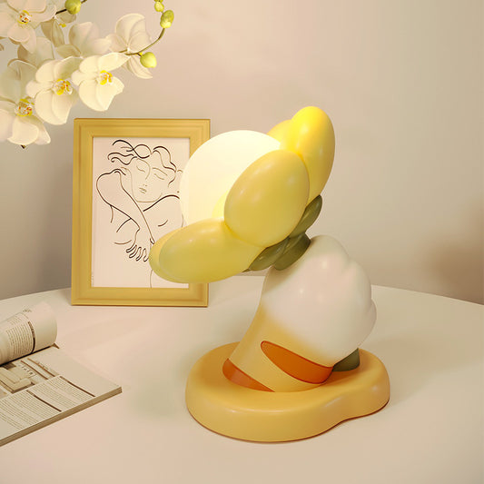 Floral Cat Paw Night Light - Cute Resin Bedside Lamp for Girls, Best Friend Gifts
