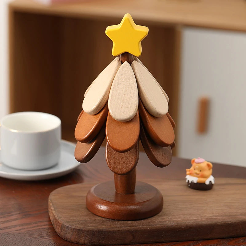 Tree Shaped Heat-Resistant Coasters - Foldable Wooden Trivet Set