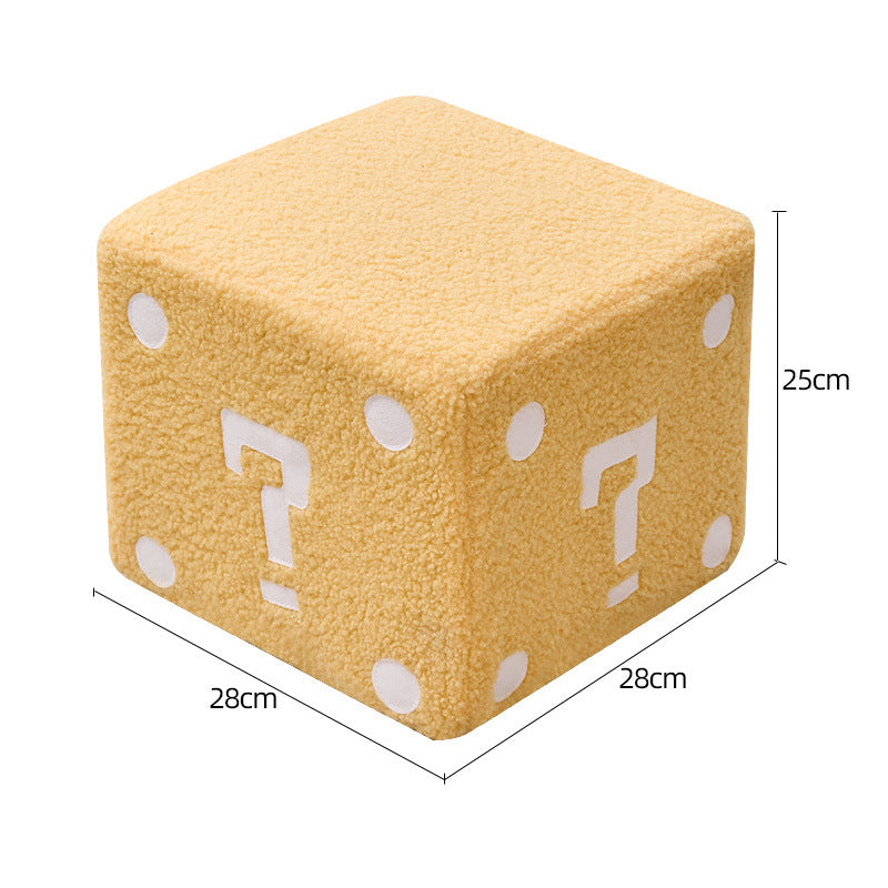 Modern Mario-Inspired Cube Stool - Fabric Ottoman with Wooden Frame, Versatile Living Room Footrest, Decorative Accent & Minimalist Interiors