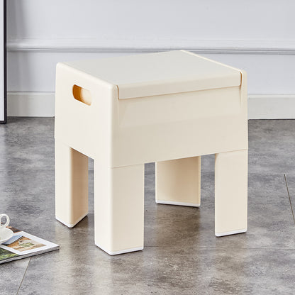 Space-Saving Storage Ottoman Stool - Modern Plastic Bench for Entryway, Living Room
