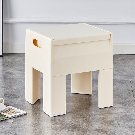 Space-Saving Storage Ottoman Stool - Modern Plastic Bench for Entryway, Living Room