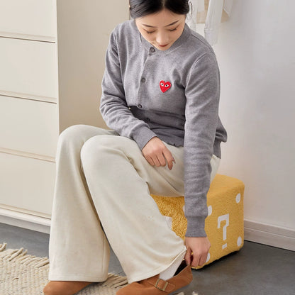 Modern Mario-Inspired Cube Stool - Fabric Ottoman with Wooden Frame, Versatile Living Room Footrest, Decorative Accent & Minimalist Interiors