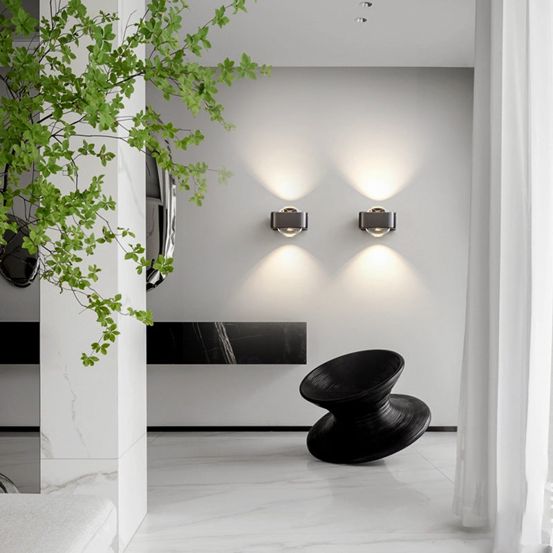 Full Spectrum Eye-Care Wall Lamp - Sleek Glass & Stainless Steel Ambient Light (Hill-Shaped Projection)