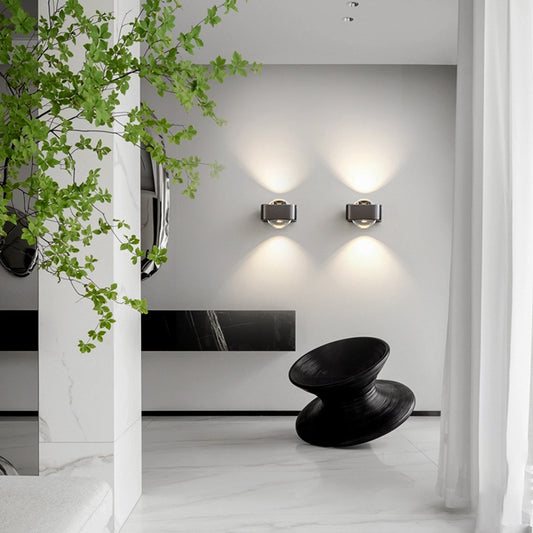 Full Spectrum Eye-Care Wall Lamp - Sleek Glass & Stainless Steel Ambient Light (Hill-Shaped Projection)