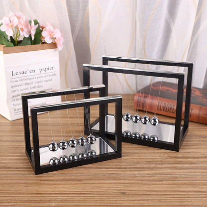 Mirror-Finish Newton's Cradle Kinetic Art – Black European-Style Desk Decor for Home & Office | Zen Gift for Professionals & Science