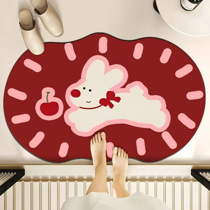 Premium Diatom Mud Bath Mat - Super Absorbent, Quick-Dry, Non-Slip Bathroom Floor Mat with Cartoon Prints