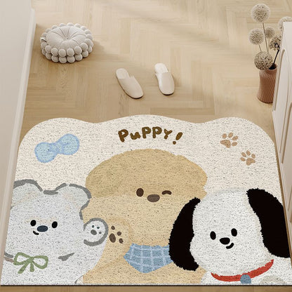 Cartoon Silky Scraper Door Mat - Dirt-Resistant Tech Fabric Rug for Entrance, Kid-Friendly & Non-Slip