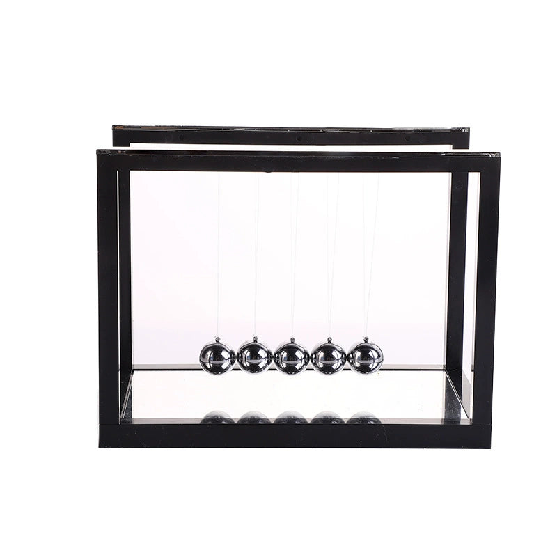 Mirror-Finish Newton's Cradle Kinetic Art – Black European-Style Desk Decor for Home & Office | Zen Gift for Professionals & Science