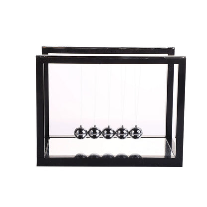 Mirror-Finish Newton's Cradle Kinetic Art – Black European-Style Desk Decor for Home & Office | Zen Gift for Professionals & Science