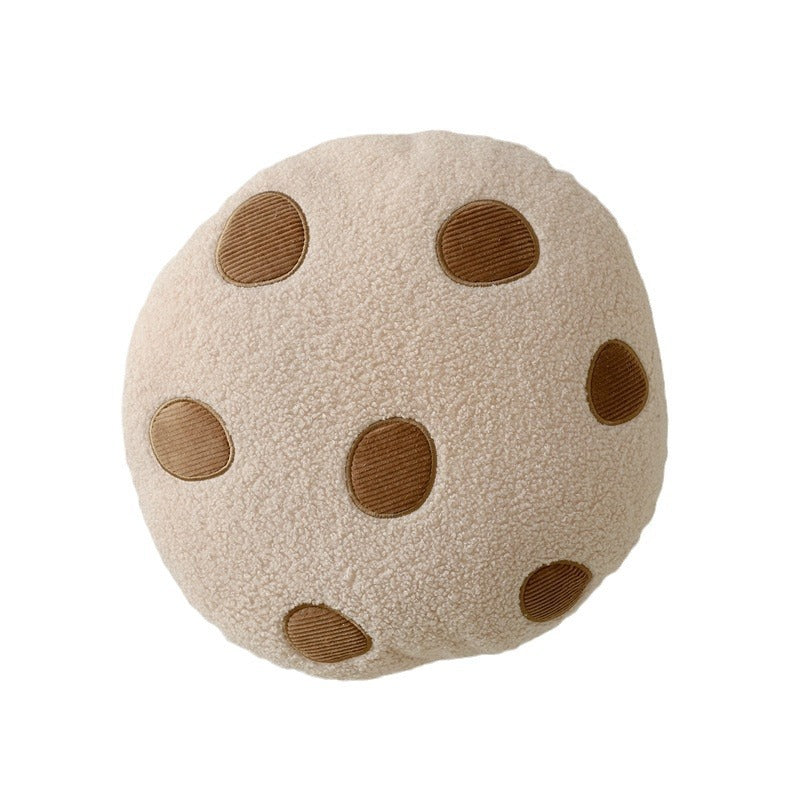 Chocolate Chip Cookie Pillow - Comfy Round Cushion for Sofa/Bed Decor | Soft Polyester & PP Cotton | Cute Cartoon Design