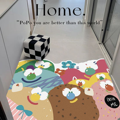 2024 New Arrival Non-Slip PVC Entrance Mat - Washable Tech Fabric, Customizable Cartoon Print