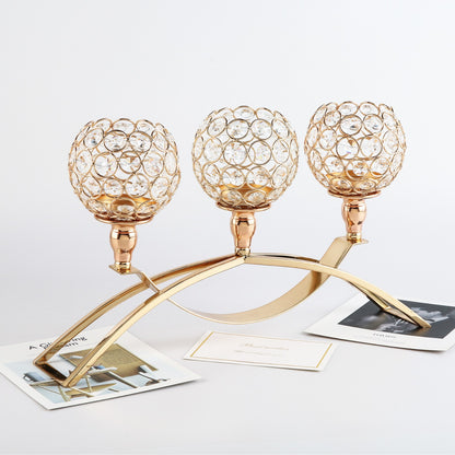 European Crystal Candelabra - Elegant Metal Table Decor For Festivals, Weddings & Romantic Dinners