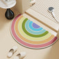Cartoon Print Semi-Circle Bath Mat - Super Absorbent Algae Silica, Anti-Slip & Easy Clean | Kids-Friendly Bathroom Rug for Humid Climates