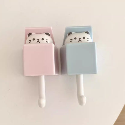 Cute Cat-shaped Wall Hooks - No Damage Sticky Hooks, Aesthetic Room Decor for Bedroom & Living Room