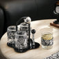 Premium Cream Style Luxury Drinkware Set - Lead-Free Glass Cups with Acrylic Tray, Modern Home Entertaining Essentials