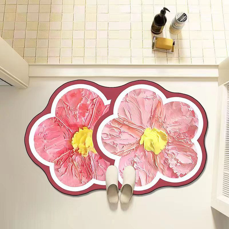 Modern Abstract Art Bath Mat - Ultra Absorbent Quick-Dry Tech Fabric Rug for Bathroom & Kitchen | Non-Slip, Stain-Resistant & Easy Clean