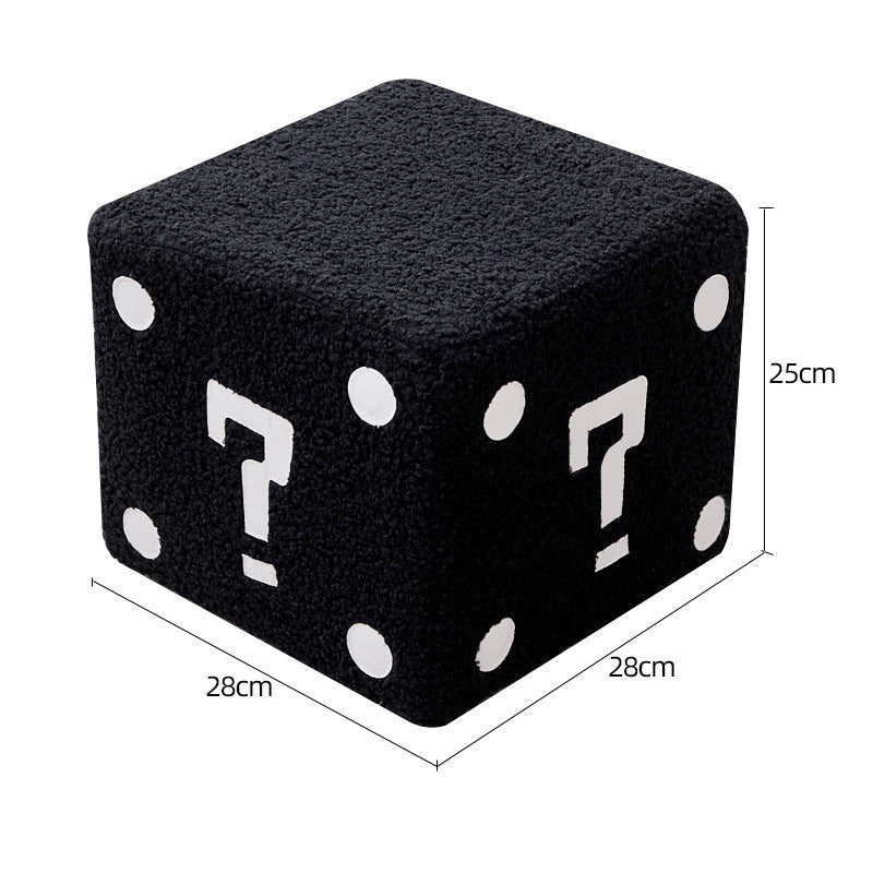 Modern Mario-Inspired Cube Stool - Fabric Ottoman with Wooden Frame, Versatile Living Room Footrest, Decorative Accent & Minimalist Interiors