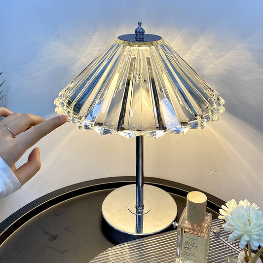Modern Crystal LED Table Lamp - Metal Base, 4 Color Options for Bedroom & Living Room