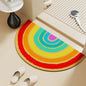 Cartoon Print Semi-Circle Bath Mat - Super Absorbent Algae Silica, Anti-Slip & Easy Clean | Kids-Friendly Bathroom Rug for Humid Climates