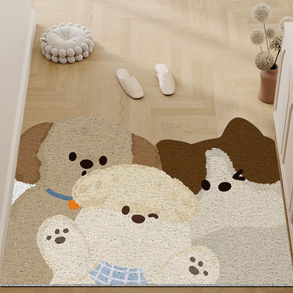 Cartoon Silky Scraper Door Mat - Dirt-Resistant Tech Fabric Rug for Entrance, Kid-Friendly & Non-Slip