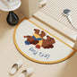 Cartoon Print Semi-Circle Bath Mat - Super Absorbent Algae Silica, Anti-Slip & Easy Clean | Kids-Friendly Bathroom Rug for Humid Climates