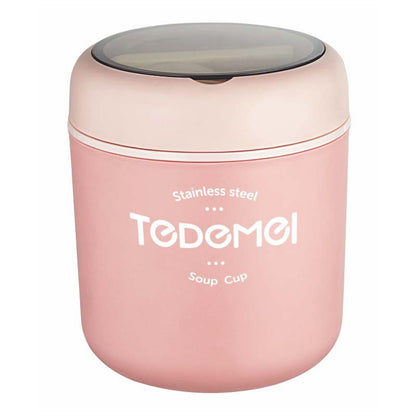 Juome 16oz Kids Insulated Food Jar - Pink Leakproof Stainless Steel Soup Thermo with Spoon