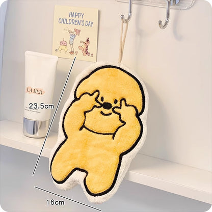 Cute Cartoon Puppy Coral Fleece Hand Towel - Super Absorbent, Anti-Odor Hanging Handkerchief for Kitchen & Bathroom