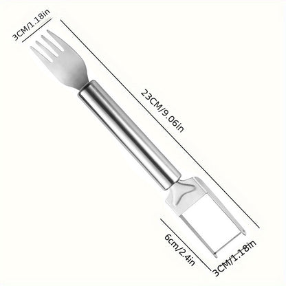 2-in-1 Stainless Steel Watermelon Cutter & Fork Slicer – Dual-Head Fruit Tool with Comfort Round Handle for Fruit Cubes (2 Pack)