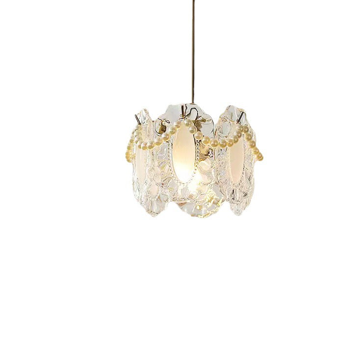French-Inspired Luxe Pendant Light - 3-Color LED Modern Chandelier for Dining, Bedroom, Entryway | Glass & Metal Dimmable Hanging Lamp